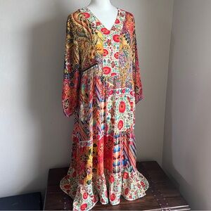 Shana Silk Boho Tiered Dress w Pockets Cruise Johnny Was Inspired NWT M